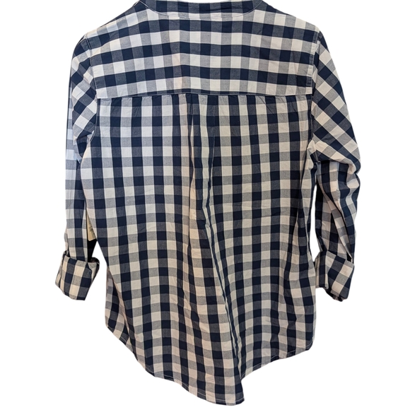 St. John’s Bay Men’s Navy Blue Gingham Checkered Button Down Shirt - Size M - Picture 2 of 8